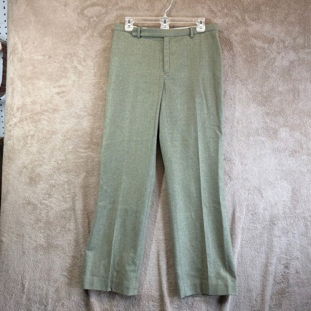 VTG Y2K Gap Wool Blend Pants Sz 8 Green Herringbone Academia Old Money Career
